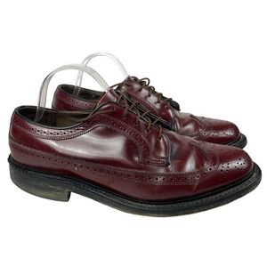 Coburne Square Mens Burgundy Leather Wingtip Oxford Shoes 9.5 D/B Made in USA
